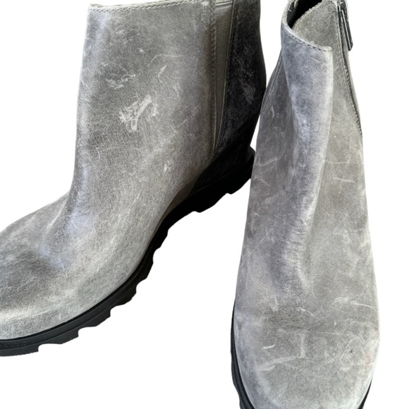 Sorel Joan of Arctic Wedge II Zip Booties 12 Gray‎ Waterproof Rain Leather Comfy - Picture 4 of 7